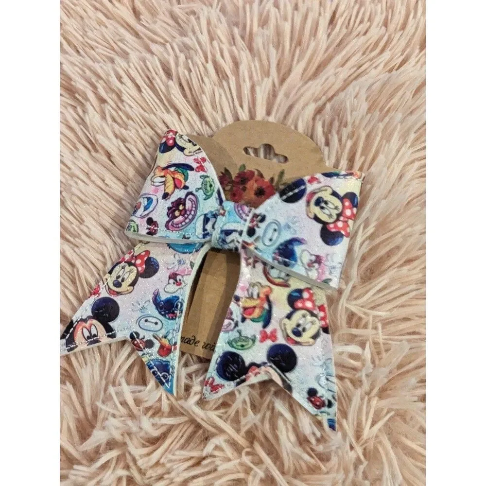 Mickey Mouse inspired glittery hair bow barrette brand new clip
